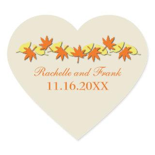 Autumn Leaves Border Wedding Sticker Orange Yellow