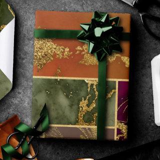 Autumn Luxury | Geometric Gold Jewel Tone Marble