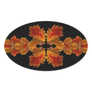 Autumn Oak Garlands Oval Sticker