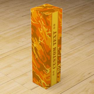 Autumn Orange Camo w/ Custom Text Wine Gift Box