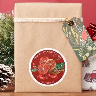 Autumn Orange Slices Cinnamon Sticks Personalized Classic Round Sticker