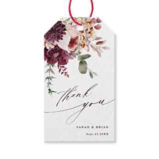 Autumn Romance Elegant Watercolor Floral Thank You Gift Tags