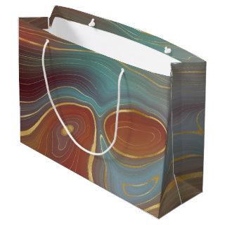Autumn Strata | Terra Cotta Teal and Gold Agate Large Gift Bag