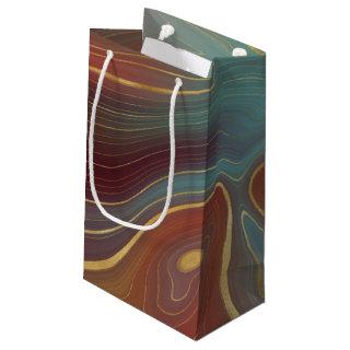 Autumn Strata | Terra Cotta Teal and Gold Agate Small Gift Bag