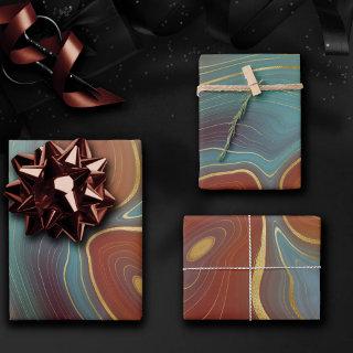 Autumn Strata | Terra Cotta Teal and Gold Agate  Sheets