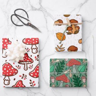 Autumn style woodland pattern Mushroom Watercolor  Sheets