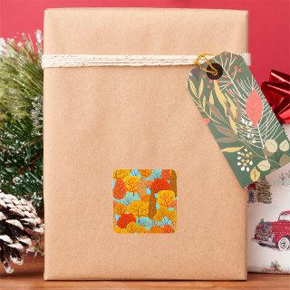 Autumn Trees Pattern Fall Foliage  Square Sticker