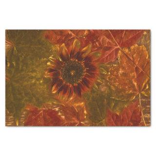 Autumn Vintage Sunflower Burnt Orange Maple Leaves Tissue Paper