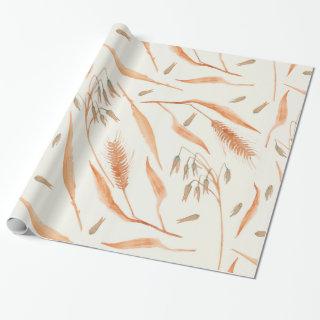 Autumn Wheat Grain Cereal Plants Botany Watercolor