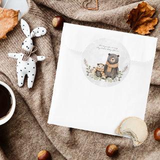 Autumn Woodland Forest Bear Baby Shower Classic Round Sticker