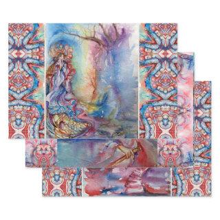 AVALON, LADY OF LAKE, MORGANA Pink Blue Fantasy  W  Sheets