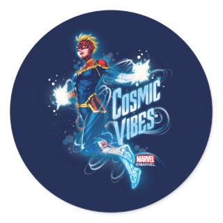 Avengers | Captain Marvel Blue Cosmic Vibes Classic Round Sticker