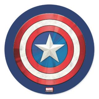 Avengers Classics | Captain America Brushed Shield Classic Round Sticker