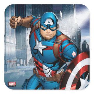 Avengers Classics | Captain America Runs Forward Square Sticker