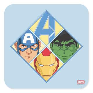 Avengers Face Badge Square Sticker