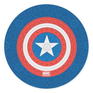 Avengers | Floral Captain America Logo Classic Round Sticker