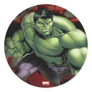 Avengers Hulk Smashing Through Bricks Classic Round Sticker