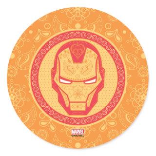 Avengers | Paisley Iron Man Logo Classic Round Sticker
