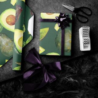 Avocado Blossoms | Dark Green Rustic Fruit Pattern