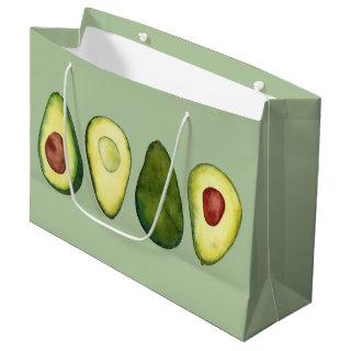 Avocado Watercolor Illustration  Large Gift Bag