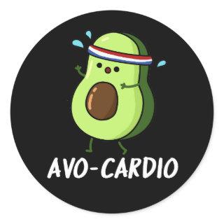 Avocardio Funny Excercise Avocado Pun Dark BG Classic Round Sticker