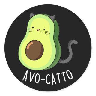 Avocatto Funny Avocado Cat Pun Dark BG Classic Round Sticker