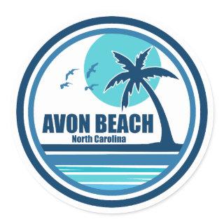 Avon Beach North Carolina Palm Tree Birds Classic Round Sticker