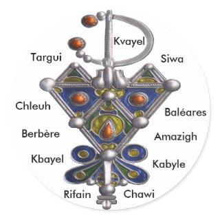 avzim bleu, Amaghir, Rifain, Kabyle, Berbère Classic Round Sticker