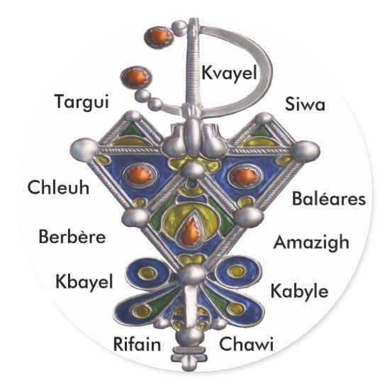 avzim bleu, Amaghir, Rifain, Kabyle, Berbère Classic Round Sticker