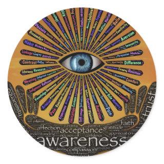 Awareness Minds Eye Inspirational Word Art  Classic Round Sticker