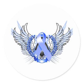 Awareness Tribal Blue Classic Round Sticker