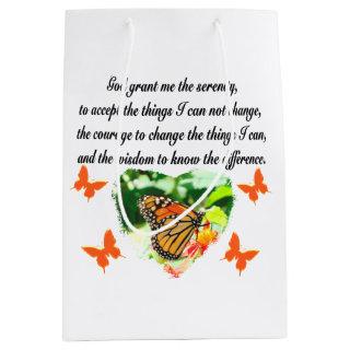 AWE INSPIRING BUTTERFLY SERENITY PRAYER PHOTO MEDIUM GIFT BAG