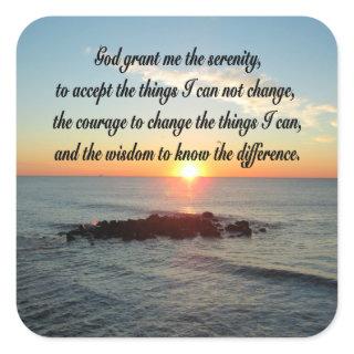 AWE INSPIRING SERENITY PRAYER DESIGN SQUARE STICKER