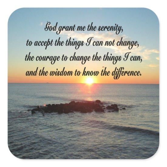 AWE INSPIRING SERENITY PRAYER DESIGN SQUARE STICKER