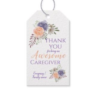 Awesome Caregiver Appreciation Floral Peony Gift Tags