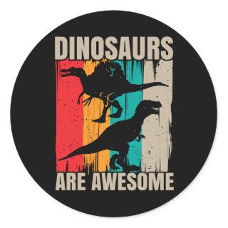 Awesome Dinosaurs Boys Girls Spinosaurus Trex Rept Classic Round Sticker