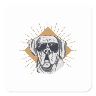 Awesome Dog Sunglasses Square Sticker