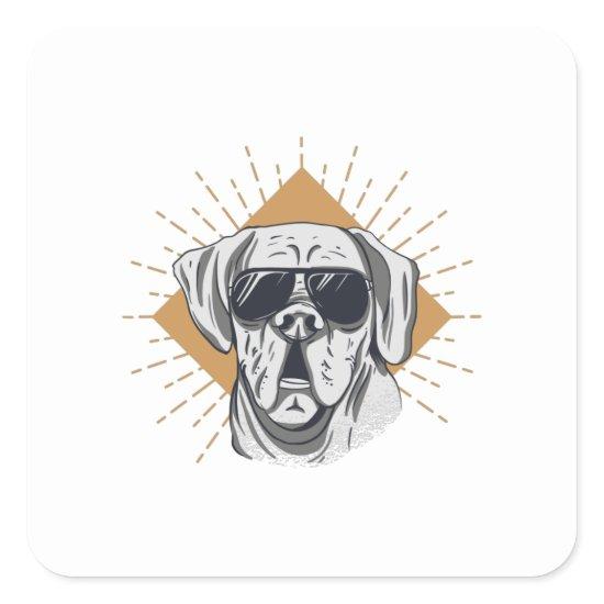Awesome Dog Sunglasses Square Sticker