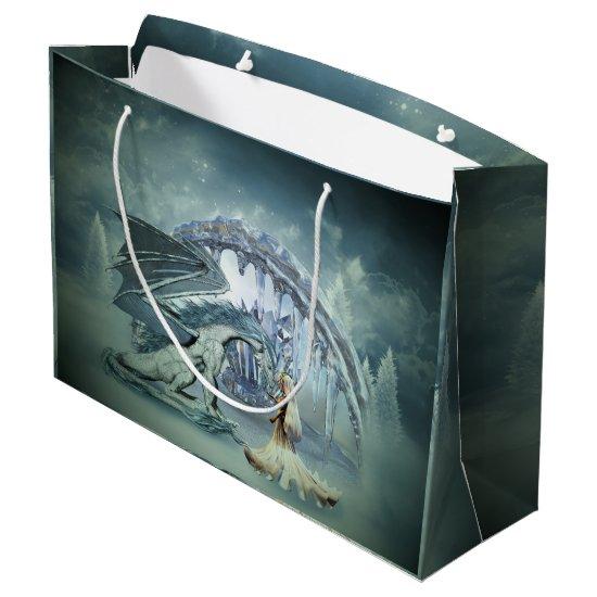 Awesome ice dragon large gift bag