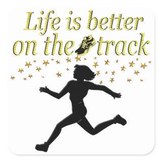 AWESOME LIFE IS BETTER ON THE TRACK DESIGN SQUARE STICKER