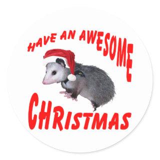 Awesome Possum Christmas Classic Round Sticker