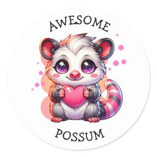 Awesome Possum | Cute Cartoon Opossum Classic Round Sticker