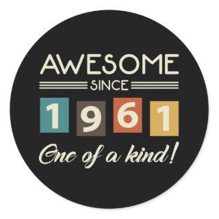 Awesome Since 1961 Retro 60th Birthday Classic Round Sticker