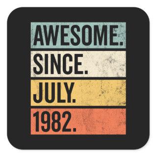 Awesome Since July 1982 Birthday Retro Square Sticker