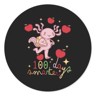 Axolotl 100 Days Smarter with Pencil Walking Fish Classic Round Sticker