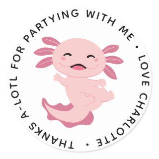 Axolotl Birthday Party Classic Round Sticker
