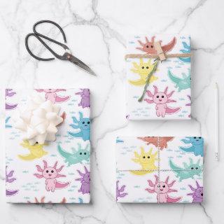Axolotl Kids Cute Salamander Pattern  Sheets