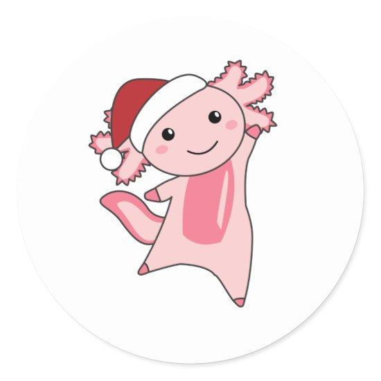 Axolotl Merry Christmas Winter Animals Axolotls Classic Round Sticker