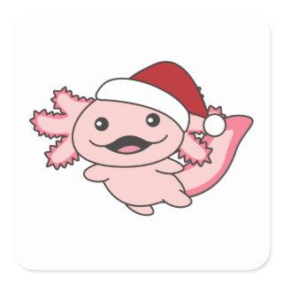 Axolotl Merry Christmas Winter Axolotl Square Stic Square Sticker