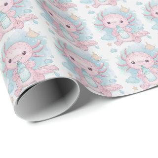 Axolotl Pink Baby Pastel Watercolor Pattern